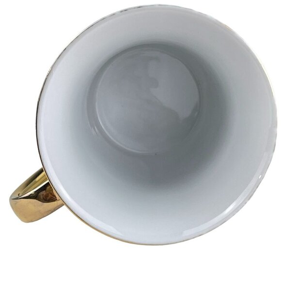 GNA Fine Porcelain Coffee Tea Cup Couple Gold Burgundy White - Picture 3 of 10